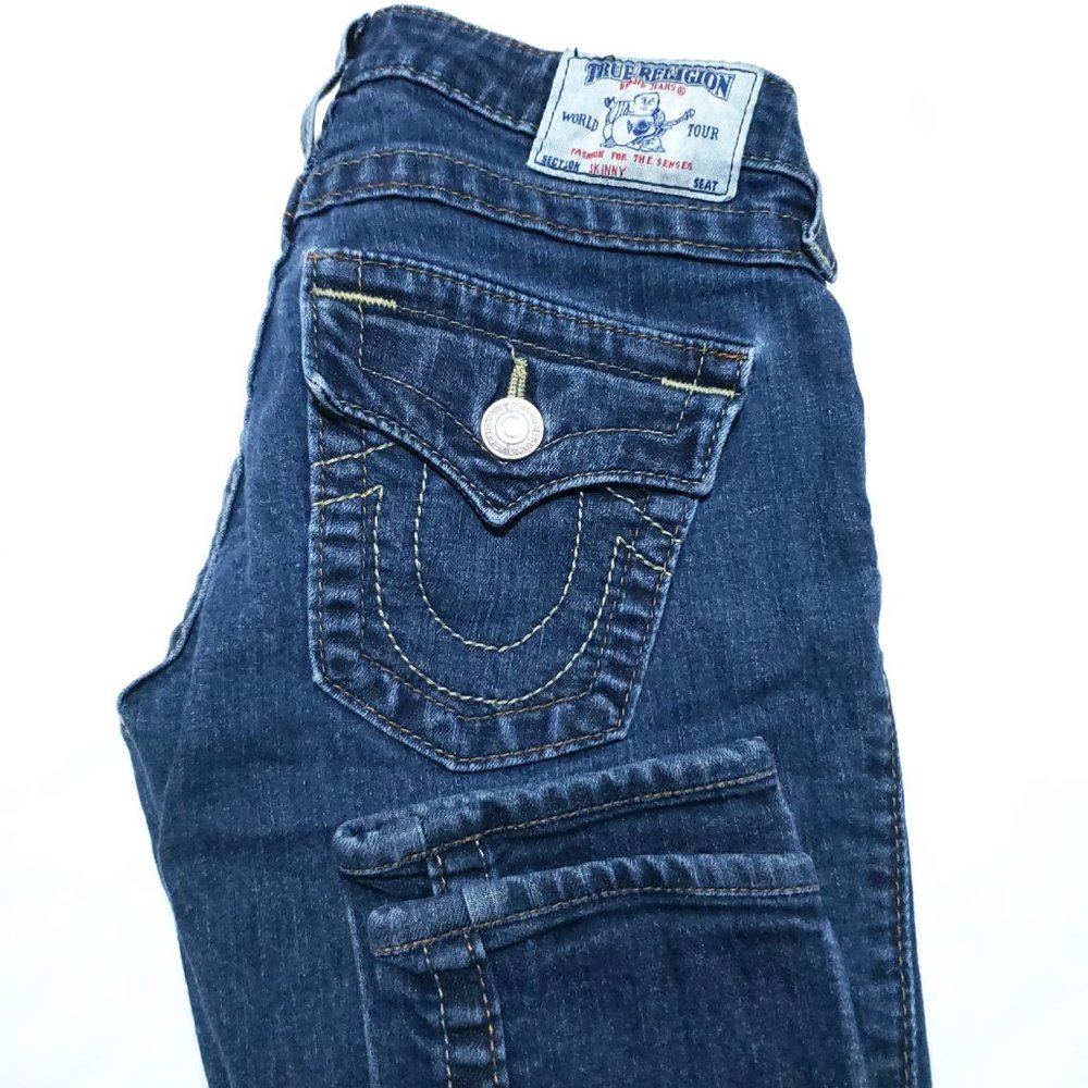 True Religion Crystal Logo Jean Skinny Size 25